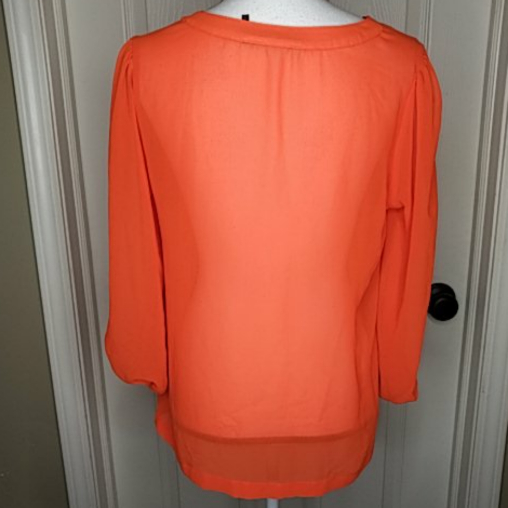 Sofia Vergaro Orange Sheer Top Sz. S - Picture 4 of 5